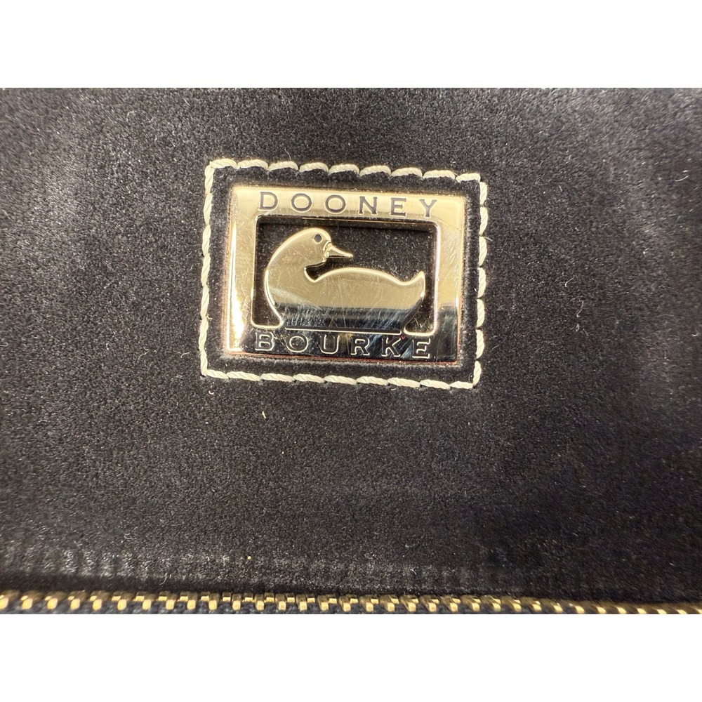 Dooney Bourke Black Suede Leather Crossbody Bag Gold Tone Logo Adjustable Strap - Picture 10 of 10